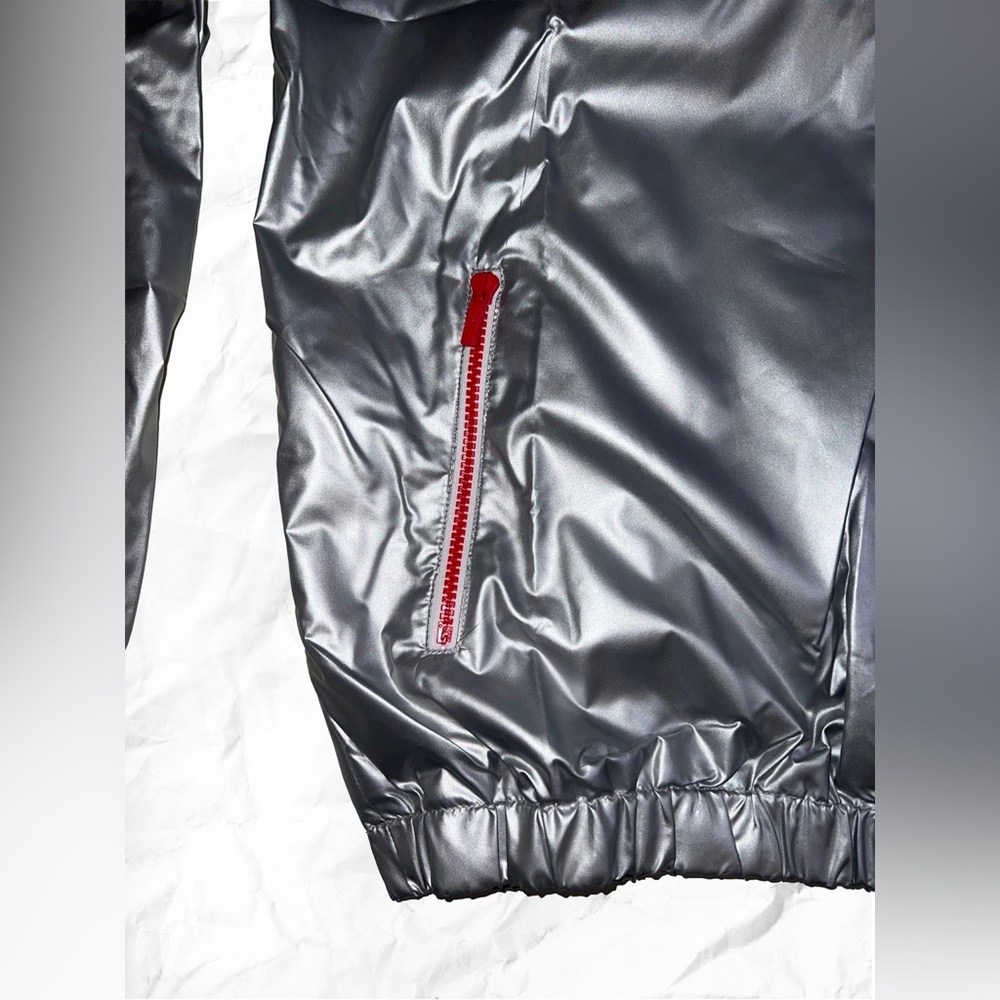 Kappa Authentic Zilcar Metallic Silver Slim Fit Windbreaker - Picture 3 of 10
